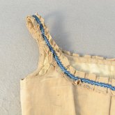 Swiss waist, cream silk, 1850s-1860s, detail of piping and trim construction