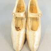 Shoes, white satin with strap, 1920s, top view