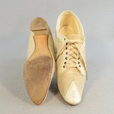 Shoes, white canvas Oxfords, 1930s, top and sole view