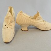Shoes, white ribbed silk Oxford, 1930s, side and front view
