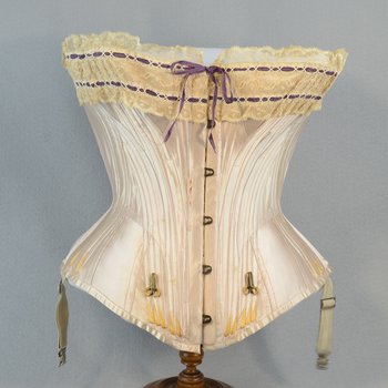 Pink silk corset, 1890-1905, front view