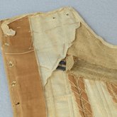 Brown linen stays, 1780-1790, detail of layers of stiffening