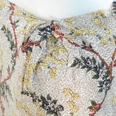 Robe à l’anglaise, printed cotton, c. 1770, detail of pannier gathers, skirt front panel