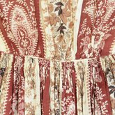 Dress, red and cream striped printed cotton, c. 1850s, detail of center back bodice and skirt