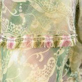 Dress, fan-front with printed green and lavender barege, 1840s, detail of sleeve trim