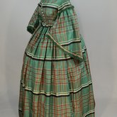 Dress, green silk plaid, 1850s, side view