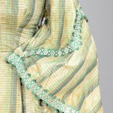 Dress, green and tan striped silk with woven trim, 1853-1863, detail of sleeves