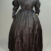 Dress for half-mourning, shot silk purple silk satin, 1860s modified in the 1890s, front view