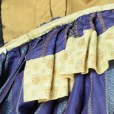 Dress, purple silk with silver, black, and pink stripes, c. 1865, detail of interior waist