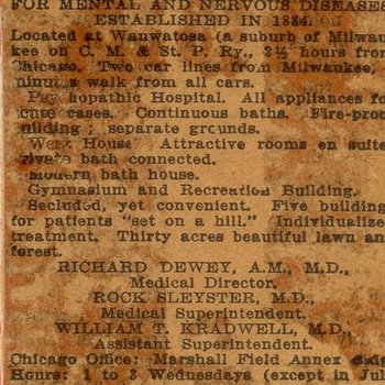 1923 Newspaper Advertisement for Milwaukee Sanitarium
