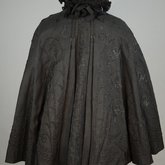 Cape with black silk faille and jet bead embroidery, 1890s, back view