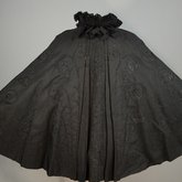 Cape with black silk faille and jet bead embroidery, 1890s, view spread