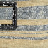 Dress, blue and white striped linen, homespun, c. 1800, thread count