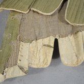 Stays, green wool and natural linen with whalebone, c. 1780, detail of interior tabs
