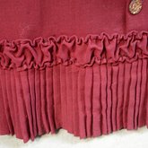 Housedress, cranberry red wool with self-trims, 1880s, detail of hem