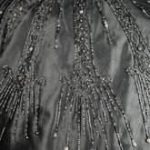 Cape,  black silk satin with black bead embroidery, 1880s, detail of embroidery