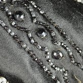 Cape, black silk satin with black bead embroidery, 1880s, close detail of embroidery