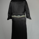 Suit, black silk satin with matching jacket, embroidered and beaded, 1920s, back view