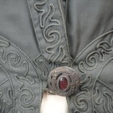 Coat, teal wool with cordwork, 1910-1915, detail of button