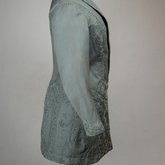 Coat, teal wool with cordwork, 1910-1915, side view