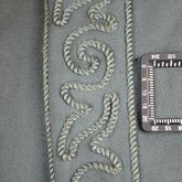 Coat, teal wool with cordwork, 1910-1915, thread count