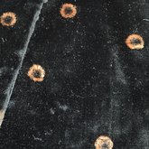 Man’s vest, black silk velvet woven with copper and navy dots, 1840-1860, detail of dots