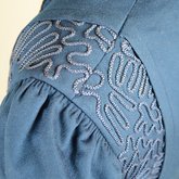 Wedding suit, blue wool with cord-work 1909, detail of shoulder seam