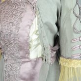 Aesthetic/Japonisme dress, Liberty & Co., gray silk crepe with embroidered mauve satin panels, 1906, detail of bodice interior 1