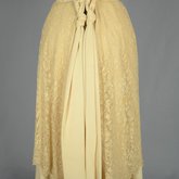Dress, cream silk faille with ecru embroidered net, c.1910, detail of pendant fabric in back
