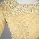 Dress, cream silk faille with ecru embroidered net, c.1910, detail of bodice