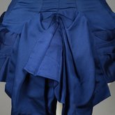 Bodice, blue silk faille with silk velvet panel and pleated peplum, 1890-1892, detail of peplum