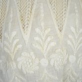 Dress, machine embroidered white muslin with a lace yoke and sleeves, c. 1905-1910, detail of bodice