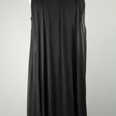 Cocktail dress, sleeveless A-line with black crepe and black chiffon overlay, with a rhinestone collar, 1960s, back view
