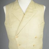 Man’s wedding vest, white and cream silk , 1907, front view