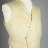 Man’s wedding vest, white and cream silk , 1907, side view