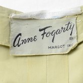 Shirtdress, Anne Fogarty pale green faille, 1954, detail of label