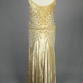 Evening dress, cream panne velvet with rhinestones and embroidery, 1929, back view