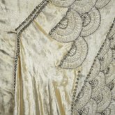 Evening dress, cream panne velvet with rhinestones and embroidery, 1929, detail of front floating panel join