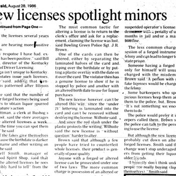 New Drivers Licenses Will Spotlight Minors, Part 2