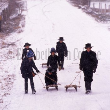 Amish boys sledding