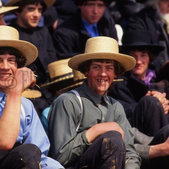 Young Amish men watch four corner ball