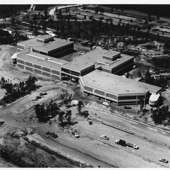 Aerial view of first four UNF buildings under construction