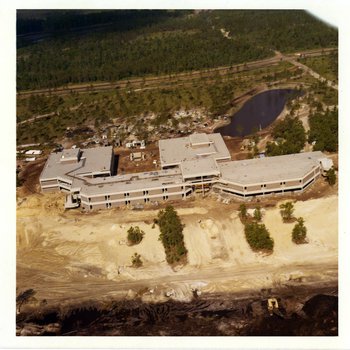 Aerial View in color of first four UNF buildings under construction