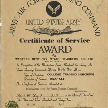 Certificate of Service Award