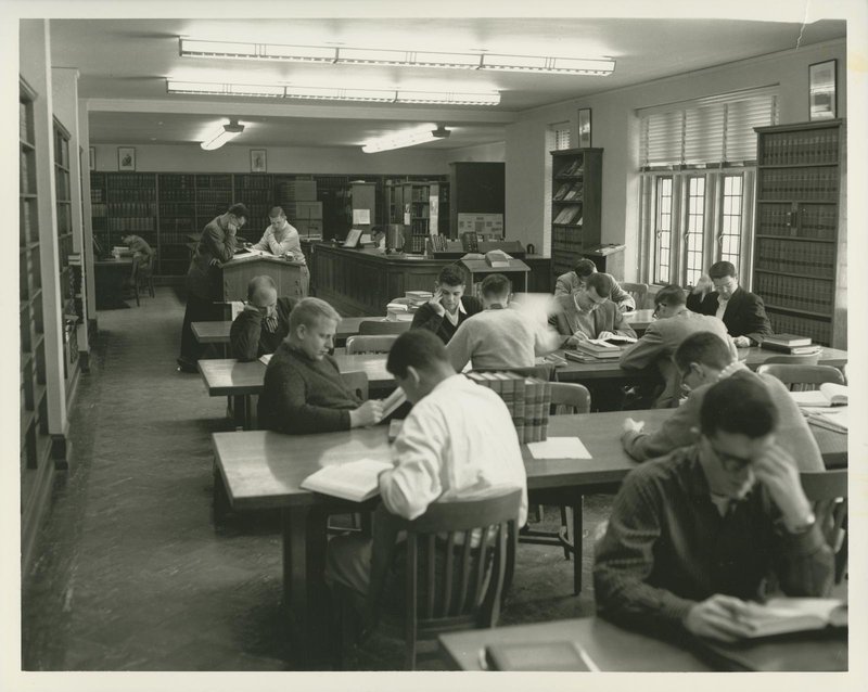 Library reading room in the old Law building.