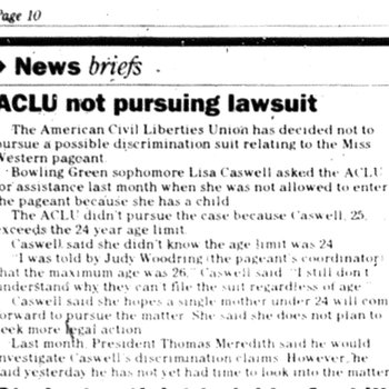 ACLU Not Pursuing Lawsuit