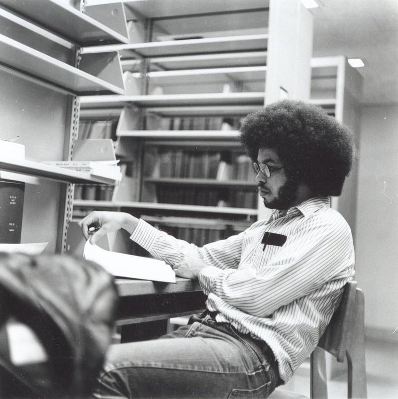 Johnnie Mask &#x27;76 studies in library.