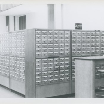 The catalog cabinet in the library.