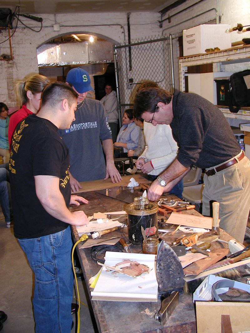 2004CHPmarquetryWorkshopinMcAuleyBasementLab.JPG