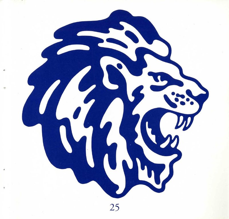 Artistic image of a blue lion head facing to the right